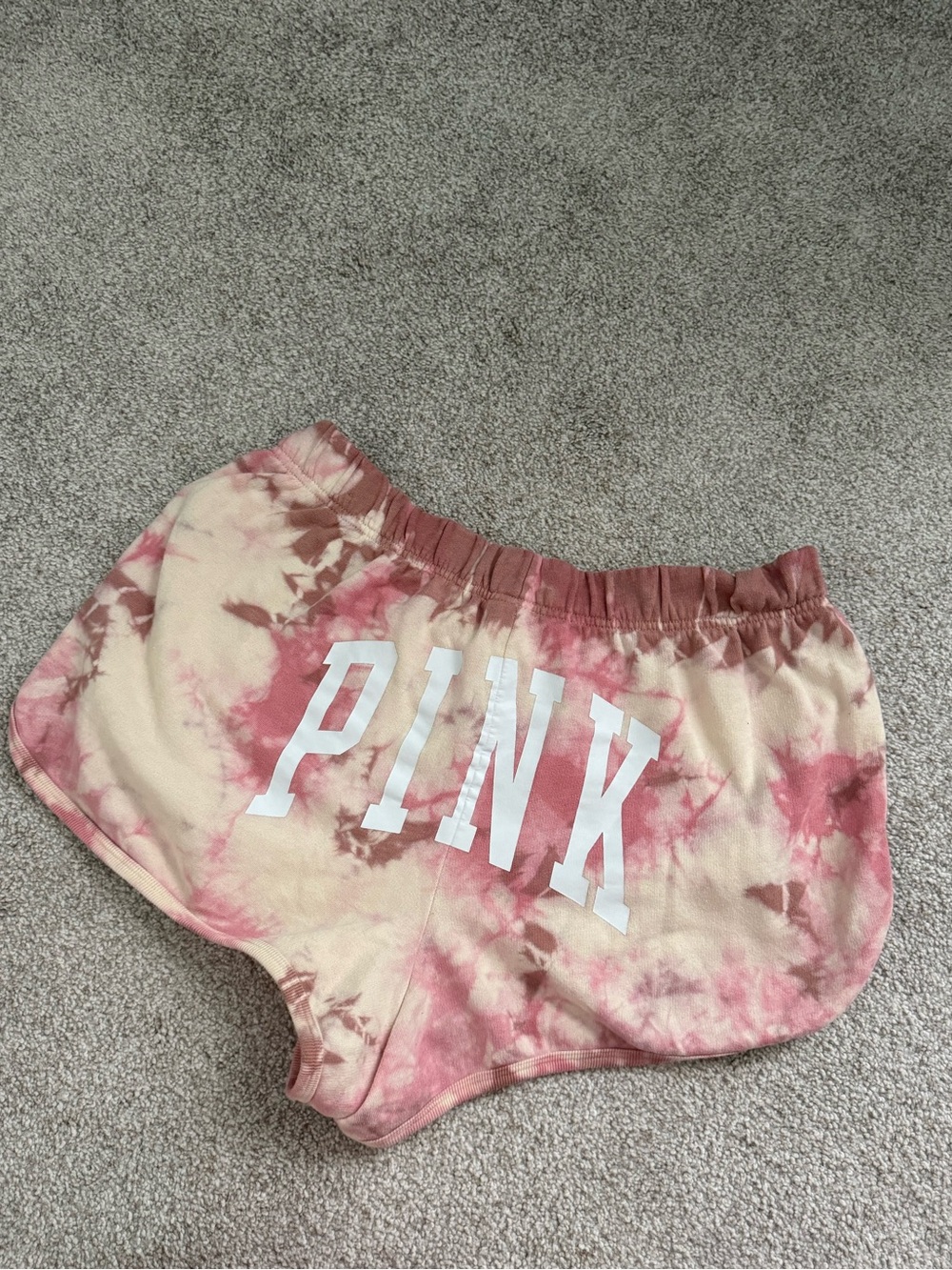 PINK Victoria's Secret Pink and Cream Tie-Dye Lounge Shorts